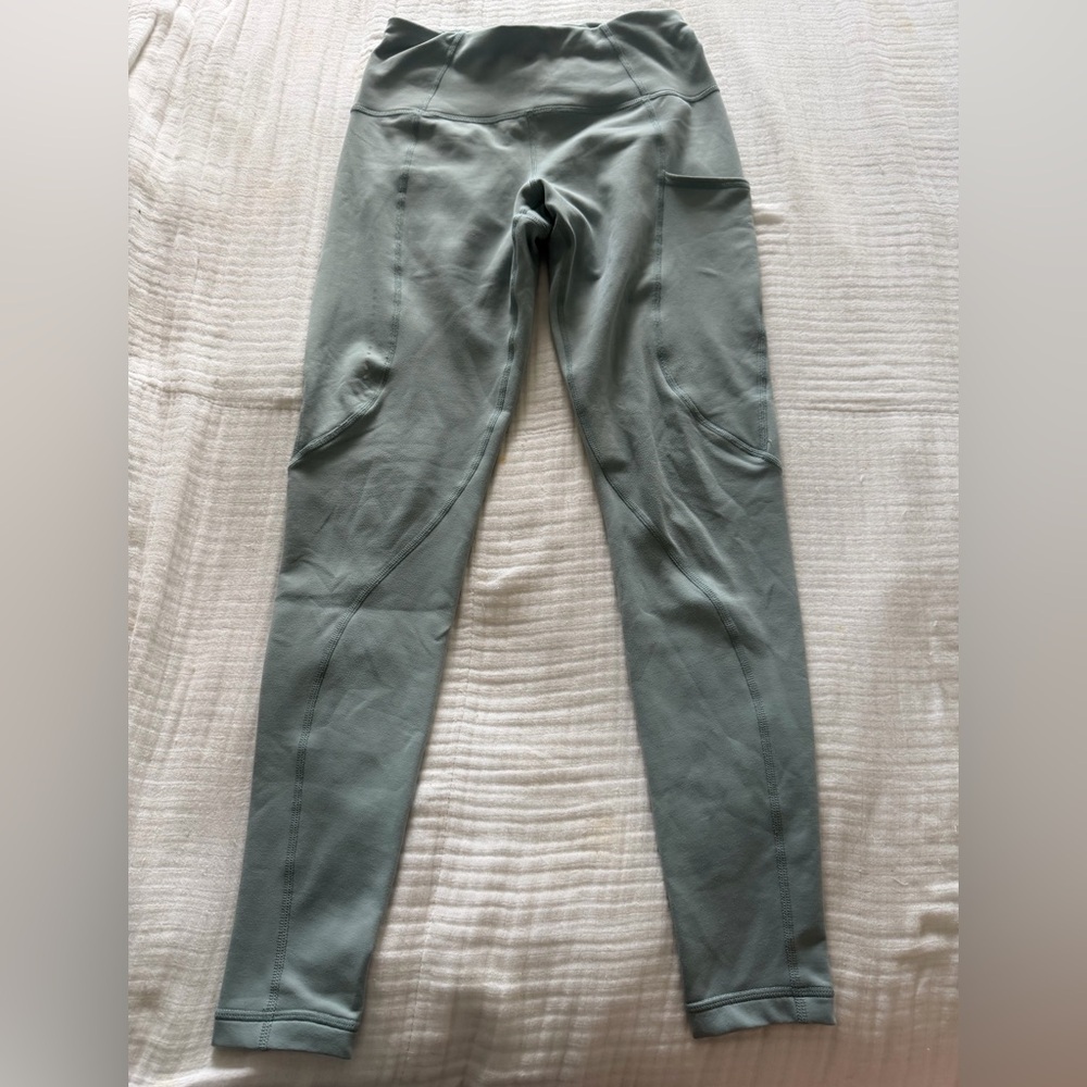 Sweaty Betty Therma Leggings Sage Green Full Length High Rise Pockets  S (6)